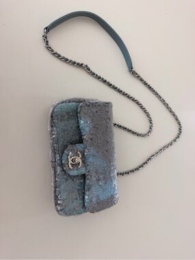 CHANEL Waterfall Sequin Mini Flap Bag in Blue